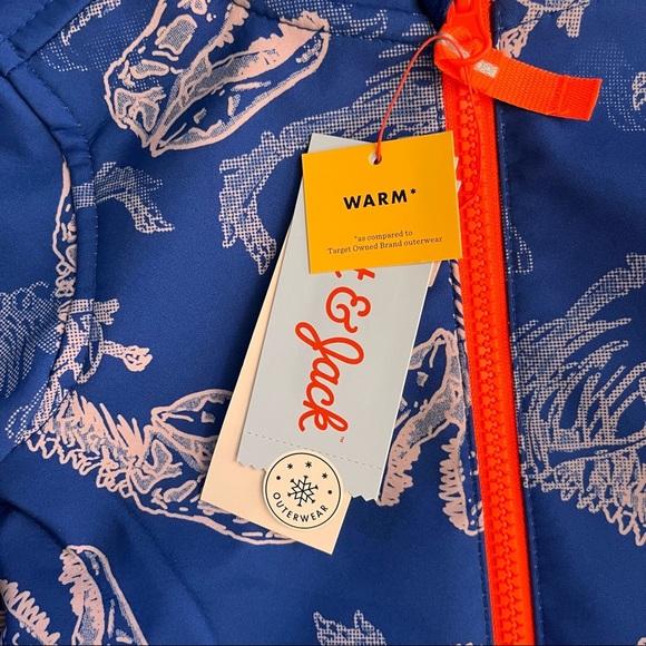 NWT Toddler Boy Dinosaur Print Softshell Jacket Cat & Jack Blue orange - Picture 7 of 10
